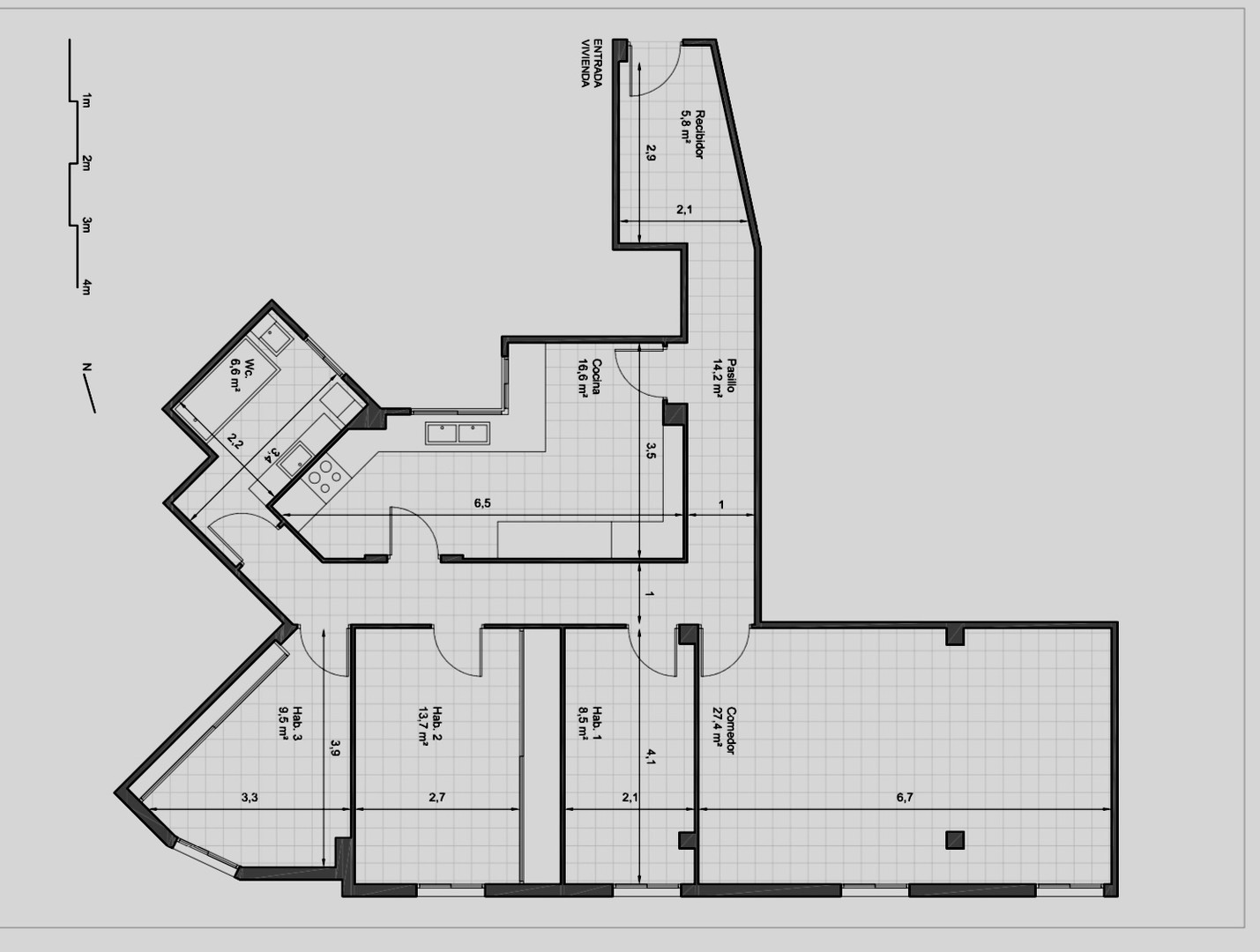 Inversio Rentals Apt Cadiz 3 double bedrooms, 1 bathroom & living